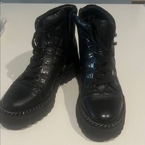Black Leather Combat Boots